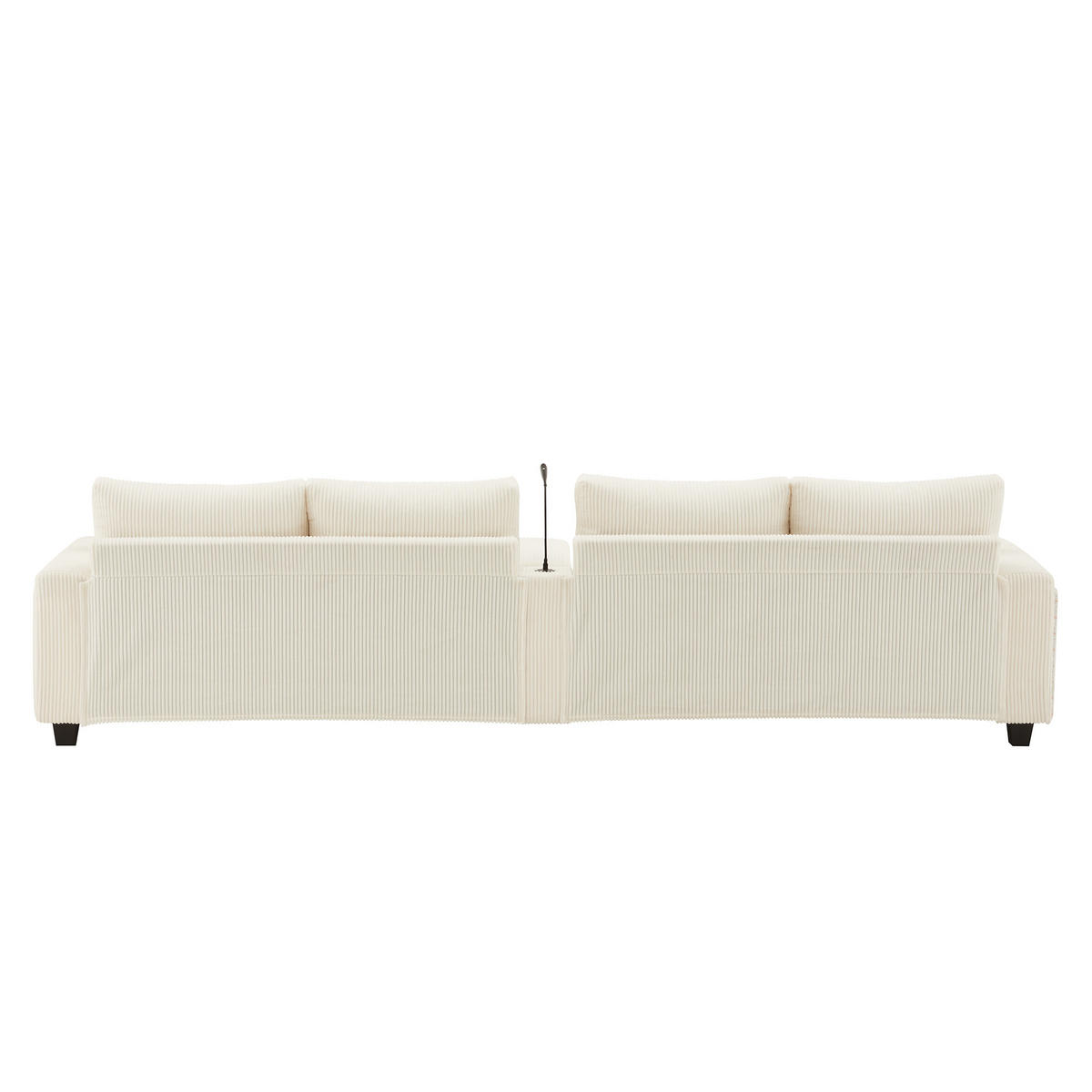 SOFA, U-Form, 2 Hocker, LED-Beleuchtung, Beige, 334x128.5x81cm - Beige, Textil (128.5/81/334cm) - FLIEKS