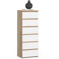 KOMMODE CL6, Sonoma-Weiß, 40x35x109 cm - Weiß/Sonoma Eiche, Holz (40/109/35cm) - Milordbikes