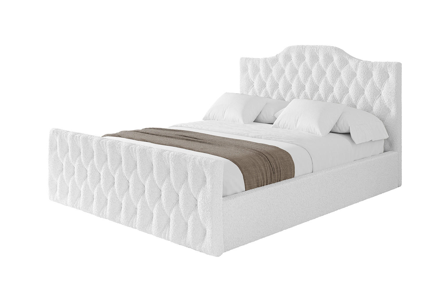 POLSTERBETT mit Bettkasten, Fußteil und Lattenrost, Boxbett ohne Matratze - FALIO-Z 180x200 Weiß - Weiß, Holzwerkstoff/Textil (180/200cm) - ALTDECOR