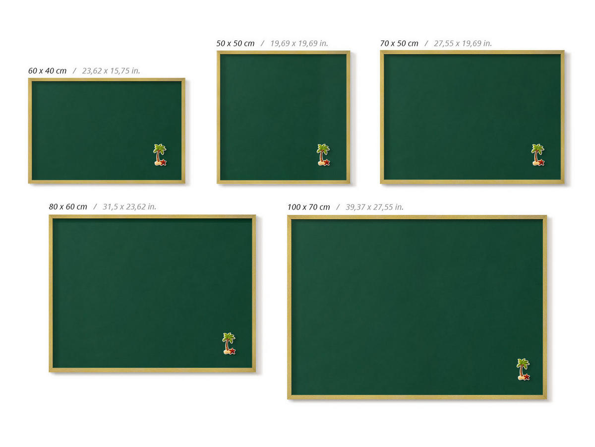 MAGNETTAFEL 70x50 cm Goldener Rahmen Dunkelgrün - Dunkelgrün, Metall (70/50/0.4cm) - TULUP