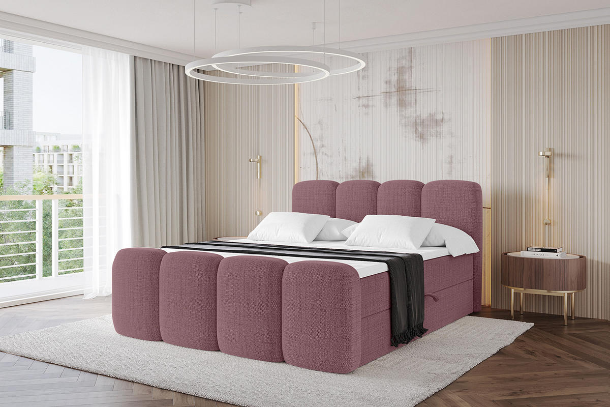 BOXBETT mit Matratze H4 und Lattenrost - NINA-Z - 200x200 cm Aragon - Altrosa - Pink, Holzwerkstoff (200/200cm)