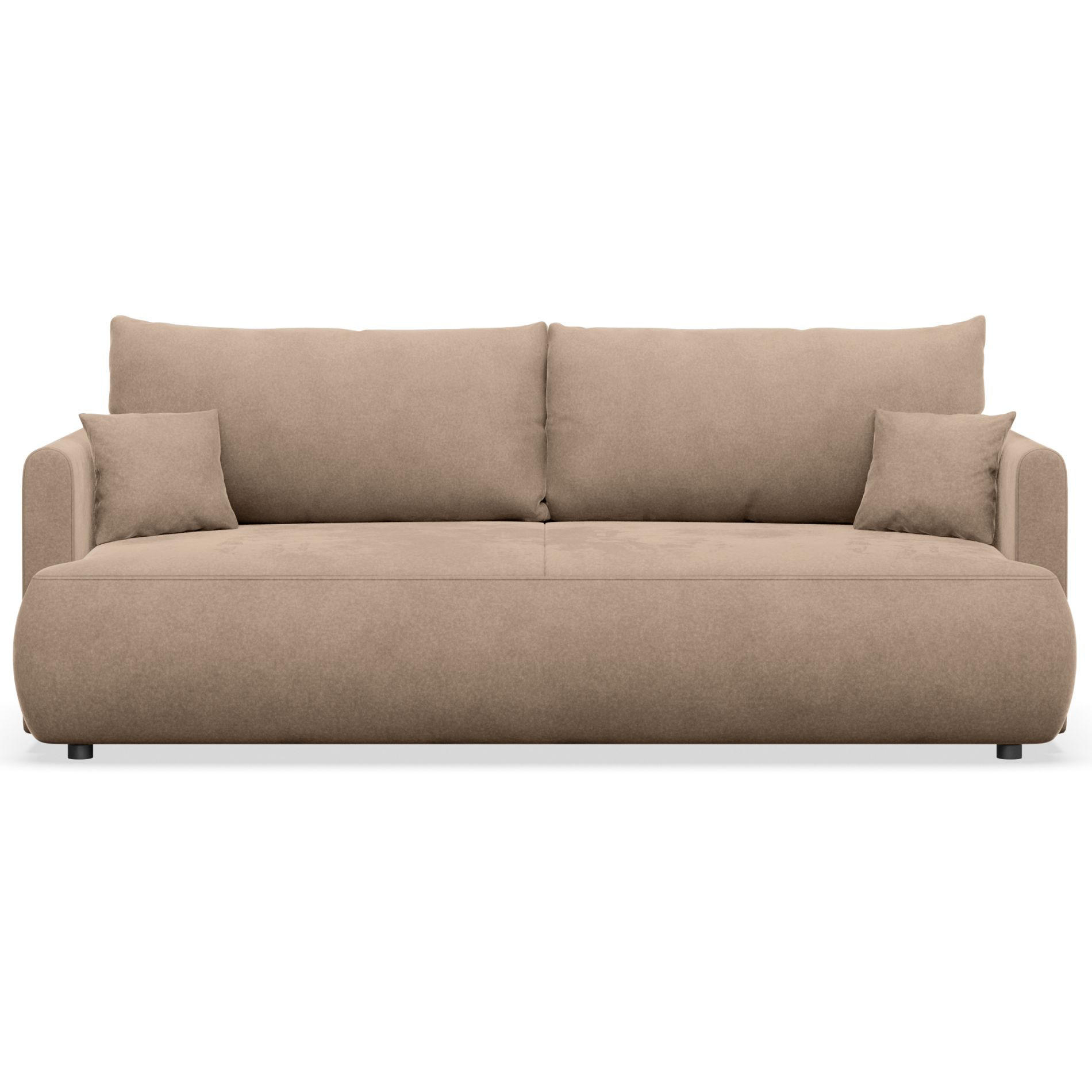 3-SITZER SOFA Ovo Mini Beige Velours Easy-Clean - Beige/Schwarz, Kunststoff/Textil (226/90/97cm) - Selsey
