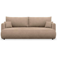 3-SITZER SOFA Ovo Mini Beige Velours Easy-Clean - Beige/Schwarz, Kunststoff/Textil (226/90/97cm) - Selsey