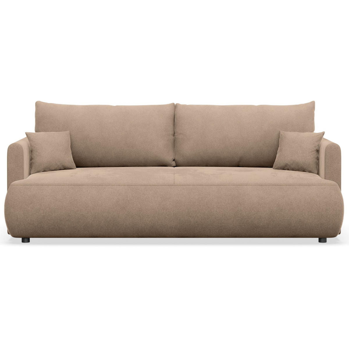3-SITZER SOFA Ovo Mini Beige Velours Easy-Clean - Beige/Schwarz, Kunststoff/Textil (226/90/97cm) - Selsey