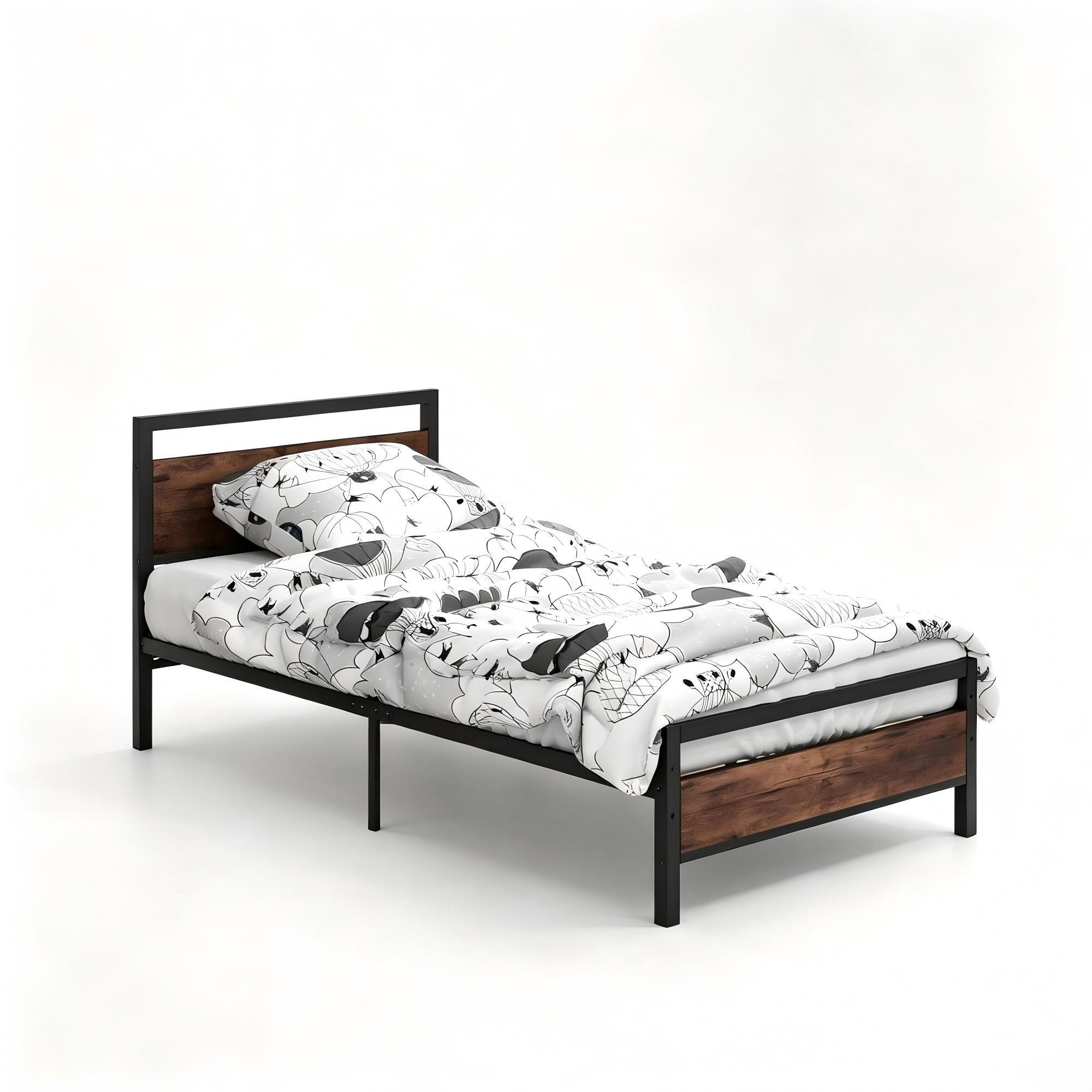 METALLBETT Jugendbett 140x200 cm Braun mit Lattenrost ohne Matratze - Braun, Metall (140/200cm) - Modfu