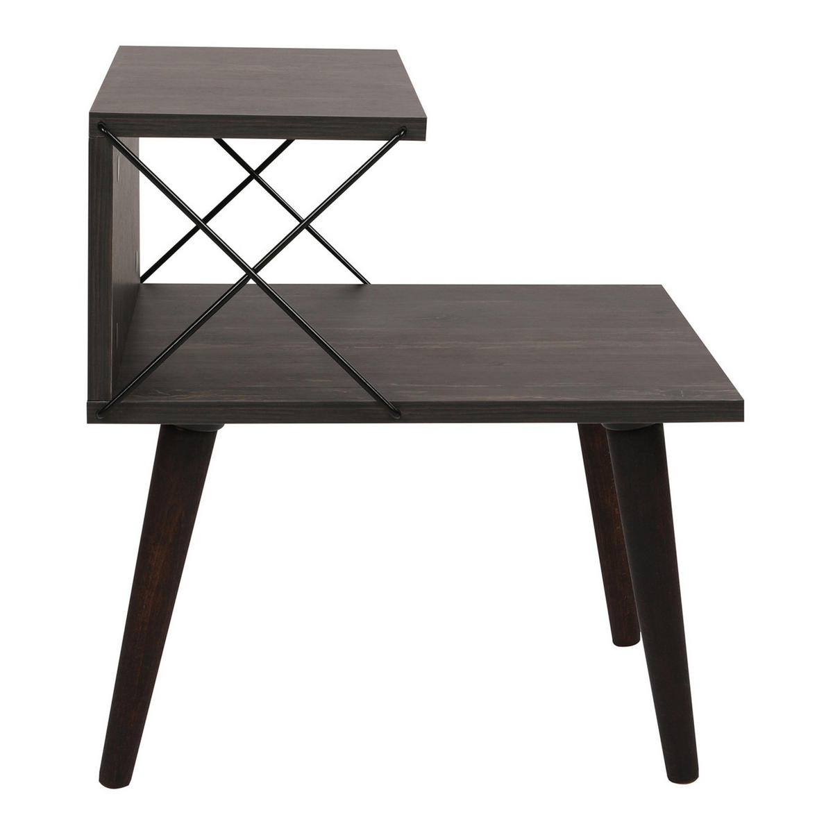 BEISTELLTISCH Bergen - Dunkelbraun/Anthrazit, Holzwerkstoff/Buchenholz (50/40/55cm) - [en.casa]