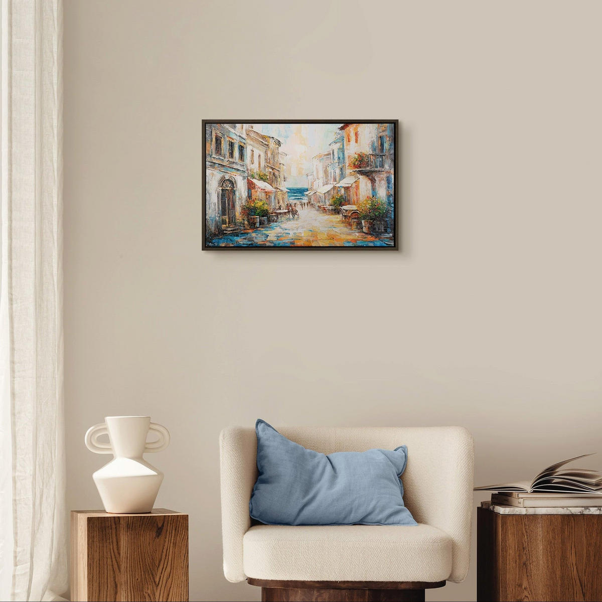 GEMÄLDE Warme Brise Schattenfugenrahmen Grau 60x40 cm - Grau, Holz (60/40cm) - YS-art gallery