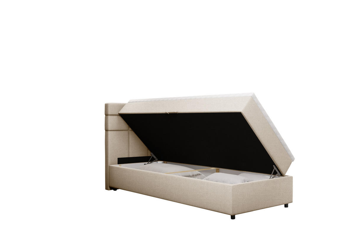BOXBETT Reve 90 x 200 cm mit Bettkasten und Lattenrost ohne matratze - beige - Beige, Holz (90/206cm) - Panda Möbel