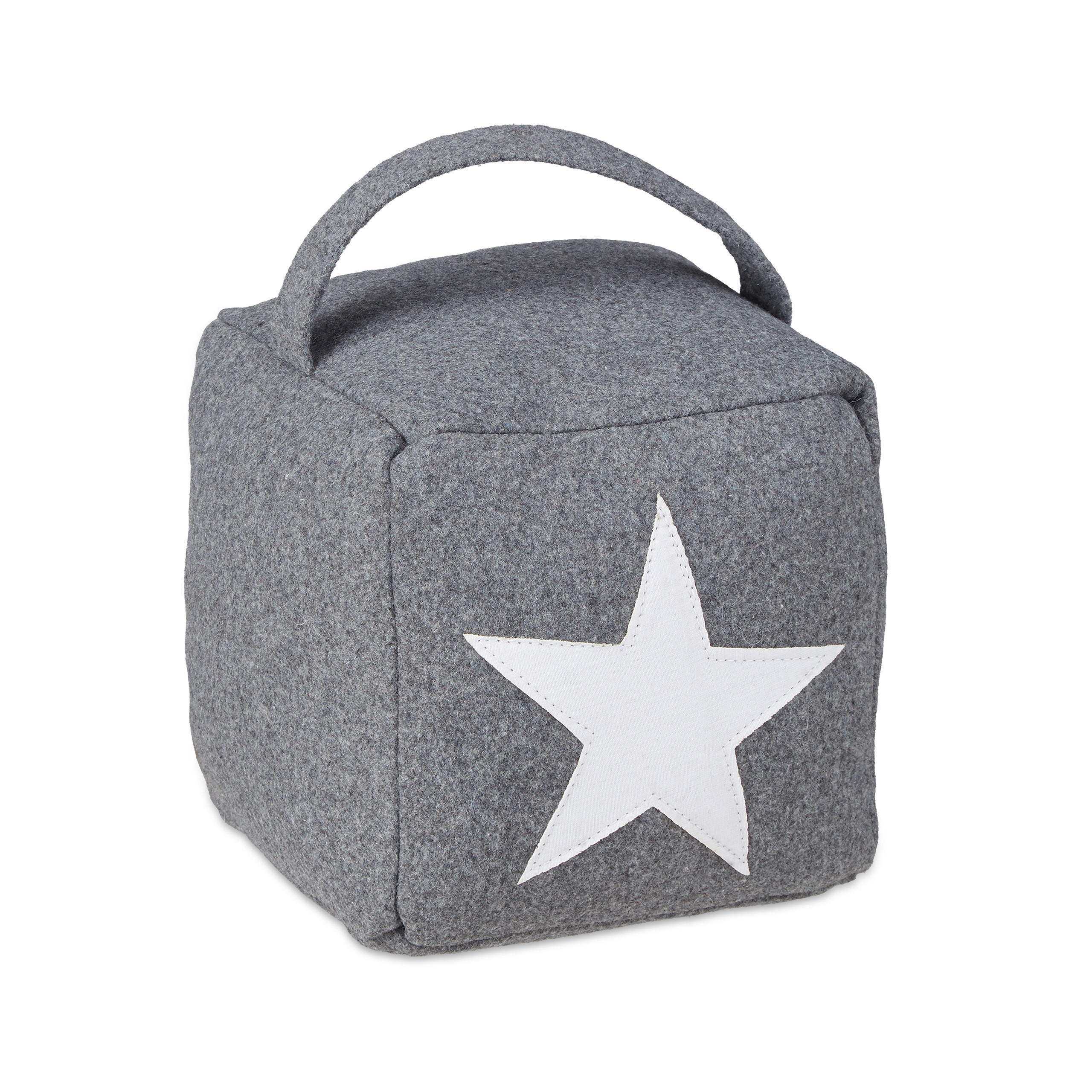 DÖRRSTOPP Mörkgrå stjärna med handtag - Grå, Textil/Naturmaterial (15/15cm) - Relaxdays