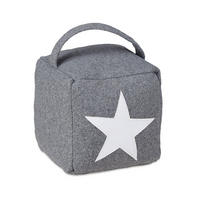 DÖRRSTOPP Mörkgrå stjärna med handtag - Grå, Textil/Naturmaterial (15/15cm) - Relaxdays
