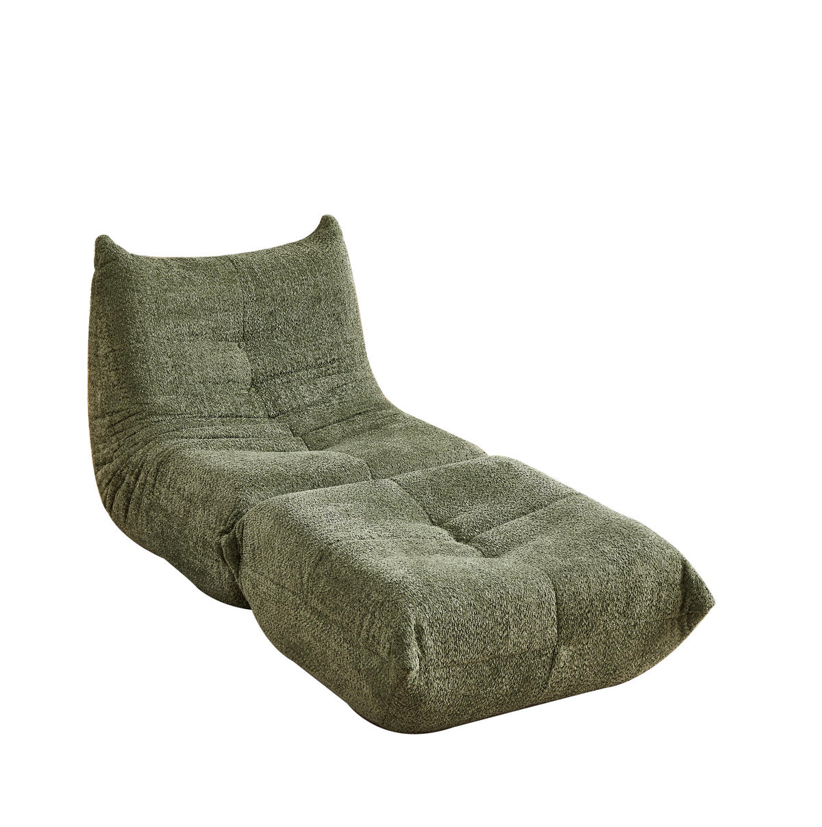 SCHLAFSESSEL mit Fußstütze Chenille Grün - Grün, Kunststoff (94/71/185cm) - Beauniv