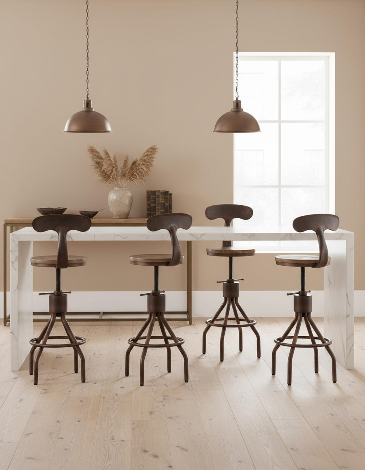 BARHOCKER 2er Set Hanam bronze - Braun, Metall (41/116/41cm) - TPFLiving