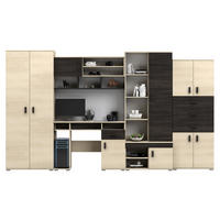 WOHNWAND 350/202/52 cm NELLY mit Schreibtisch Esche, Esche + Canterbury Eiche - Hellbraun/Schwarz, Holz (350/202/52cm) - imoebel24