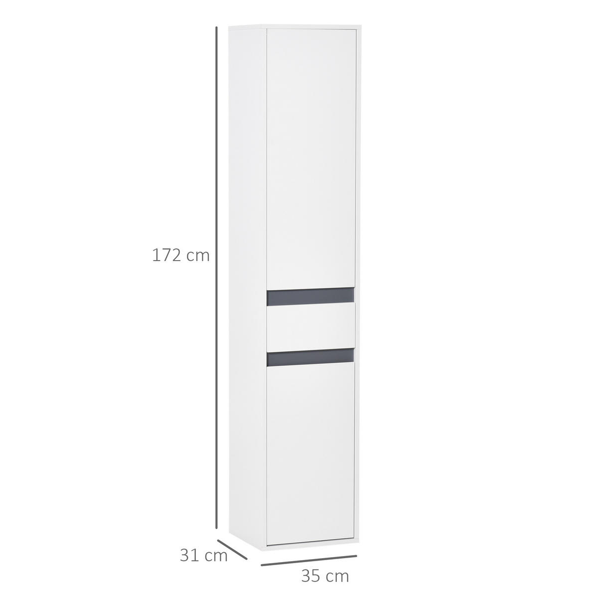 HOCHSCHRANK DE-12521 35/31/172 cm mit Schublade Weiß - Weiß, Holzwerkstoff (31/172/35cm) - ComfortXL