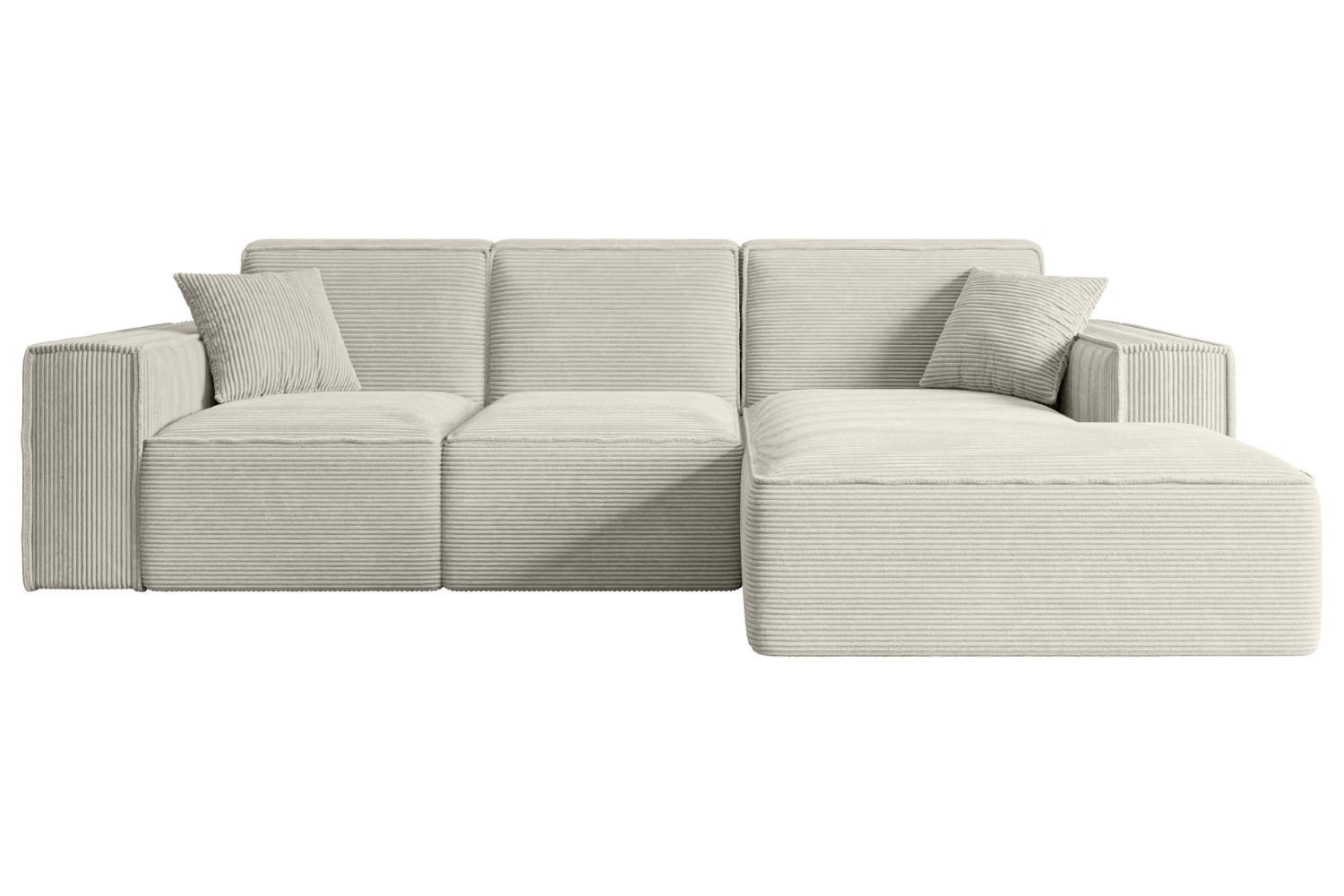 ECKSOFA Ottomane Rechts SERRA-L - 266x165x73 cm Hellgrau Cord - Hellgrau/Schwarz, Holzwerkstoff/Kunststoff (266/165cm) - ALTDECOR