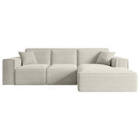 ECKSOFA Ottomane Rechts SERRA-L - 266x165x73 cm Hellgrau Cord - Hellgrau/Schwarz, Holzwerkstoff/Kunststoff (266/165cm) - ALTDECOR