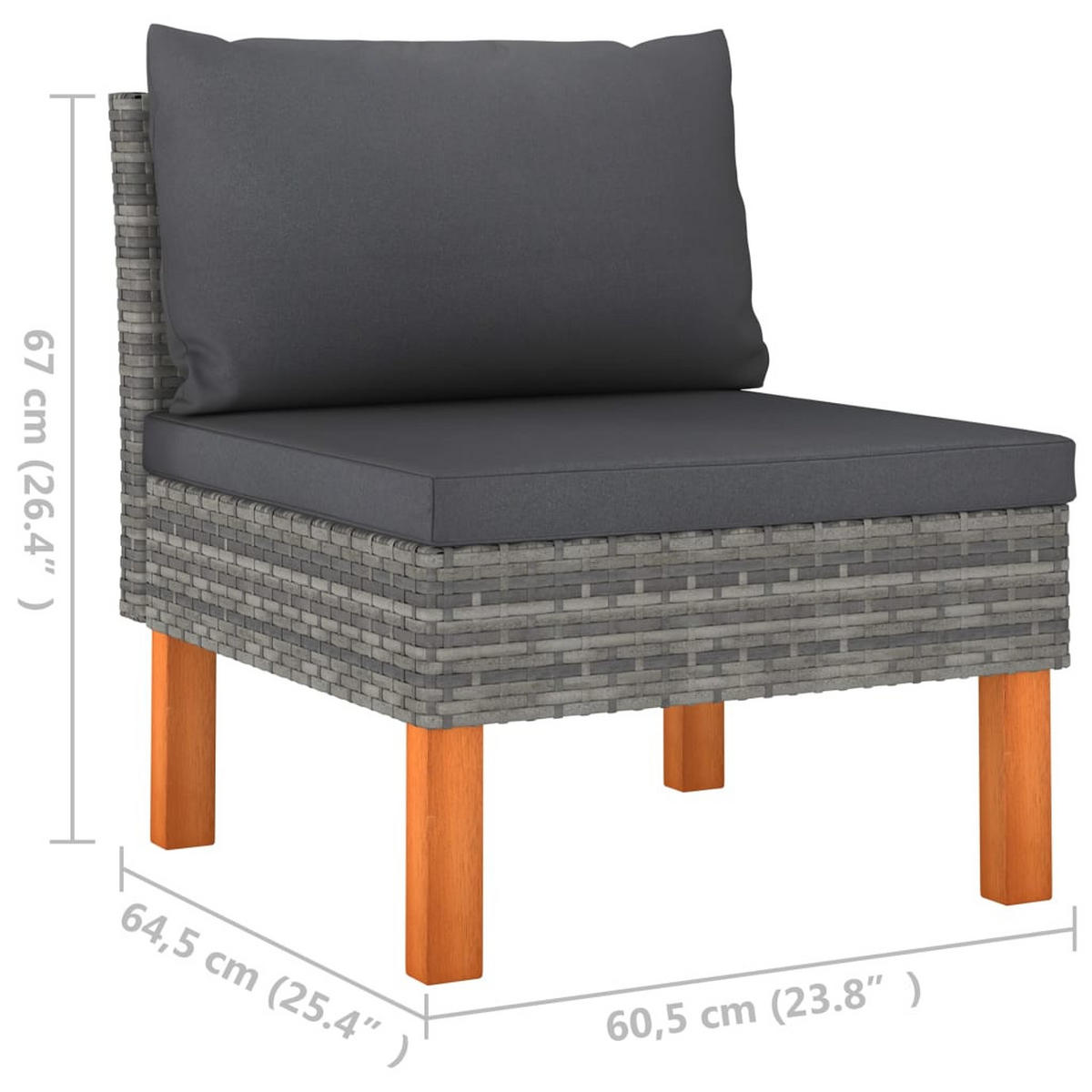 GARTENSOFA DYLOE 67/60.5/64.5 cm （3-SITZER） - Grau, Holz (67/60.5/64.5cm) - ZMH