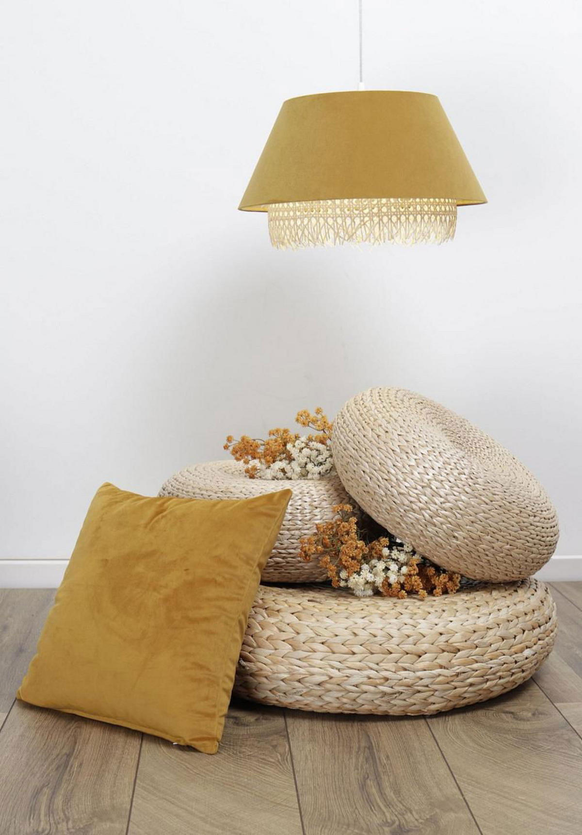 HÄNGELEUCHTE Gelb 40/25 cm - Gelb, Naturmaterialen (40/1.3/25cm) - ONZENO