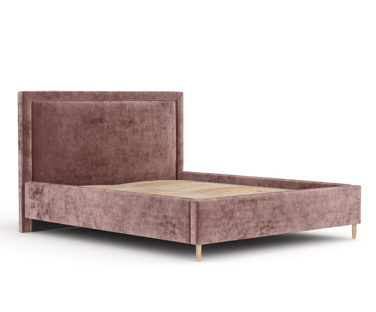 POLSTERBETT Ordina Rosa 160/200 cm im Chenille-Stoff - Pink/Naturfarben, Holz/Holzwerkstoff (160/200cm) - Maison de Reve