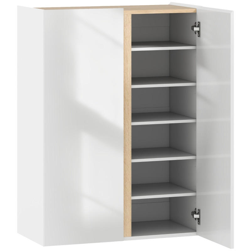 SCHUHSCHRANK grifflos mit Soft-Close-Türen, 6 Ebenen, bis ca. 18 Paare - Weiß, Holz (70/95/35cm) - BEAOK