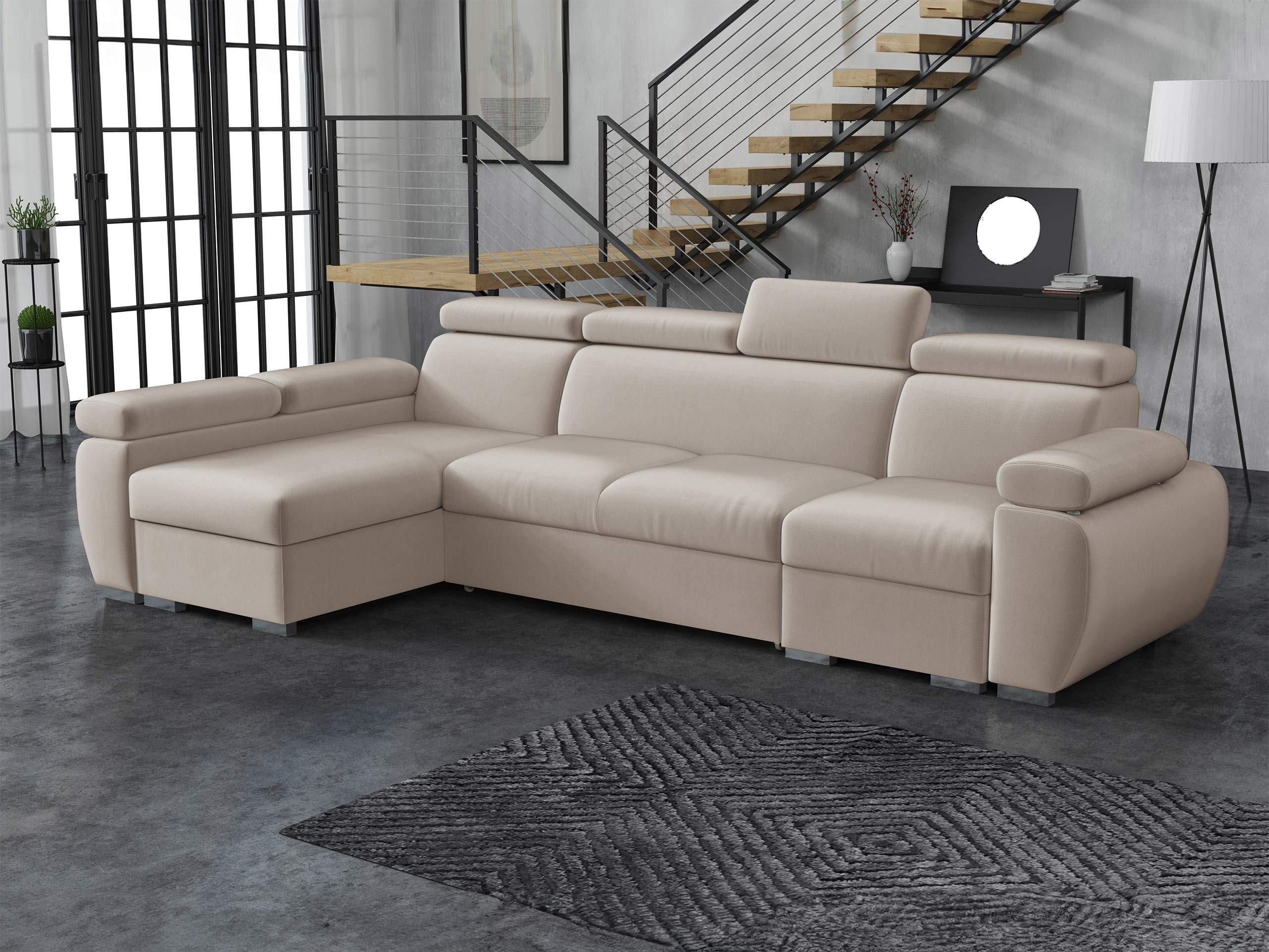 ECKSOFA Boston LCP, Seite: Links LCP+2R+1P(65) - Silberfarben/Naturfarben, Holz/Textil (320/170cm) - MIRJAN24
