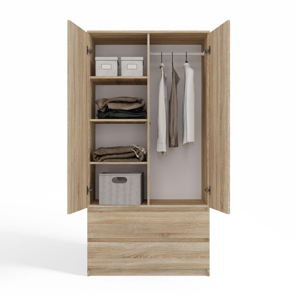 KLEIDERSCHRANK SS-90 EICHE SONOMA - Sonoma Eiche, Holzwerkstoff (90/180/50cm) - CDF