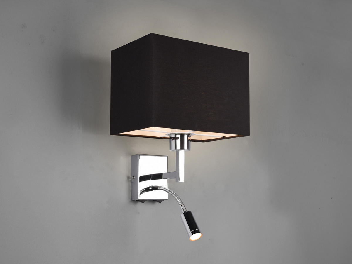 WANDLAMPE mit Schalter & Leselampe Schwarz, Höhe 31cm - Schwarz, Textil/Metall (25/31/24cm) - meineWunschleuchte
