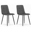 STUHL CETARA 2-er Set, Grau, mit Samtstoff gepolstert - Anthrazit, Textil/Metall (45/87/51cm) - Komodee
