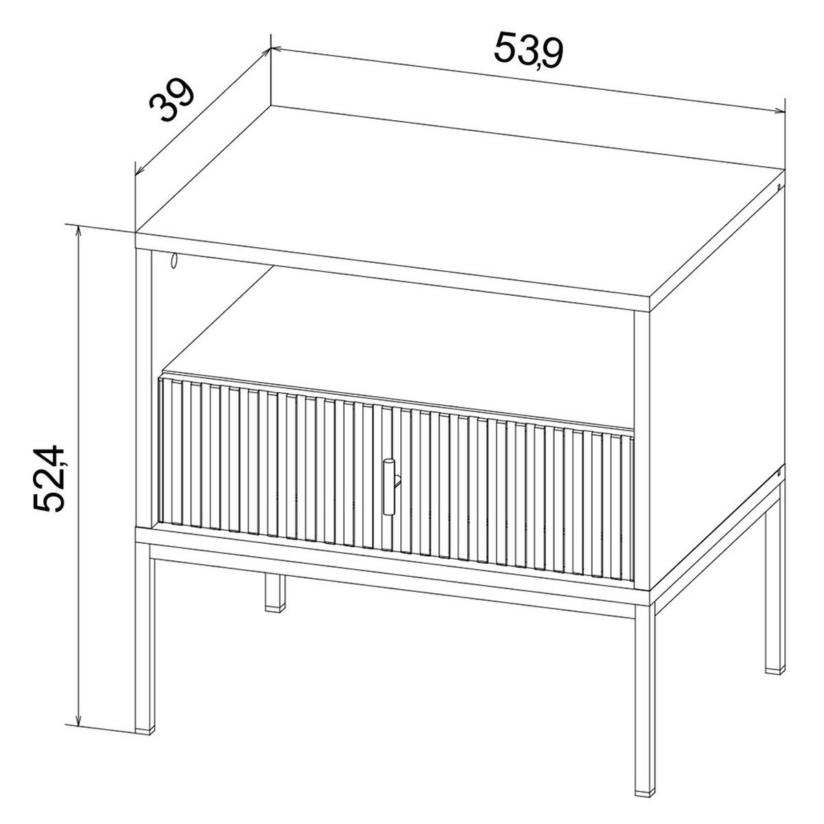 NACHTTISCH Marvello mit 1 Schublade, Kaschmir+Schwarz - Kaschmir/Schwarz, Holzwerkstoff/Metall (54/52/39cm) - Beautysofa