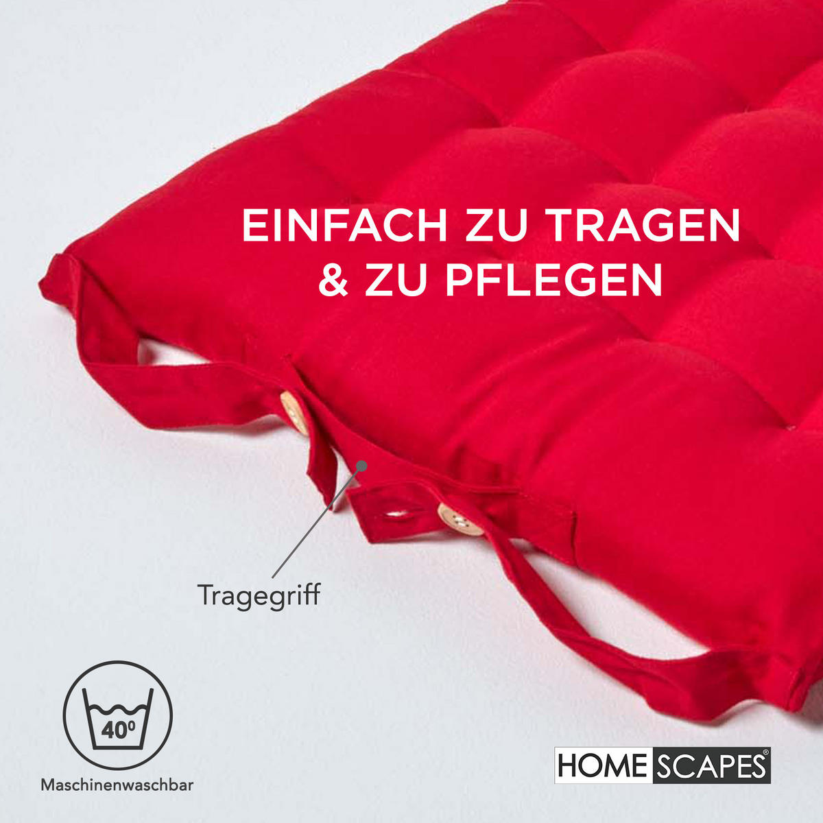 STUHLKISSEN 4er-Set rot 40/40/6,5 cm - Rot, Textil (40/40/6.5cm) - Homescapes