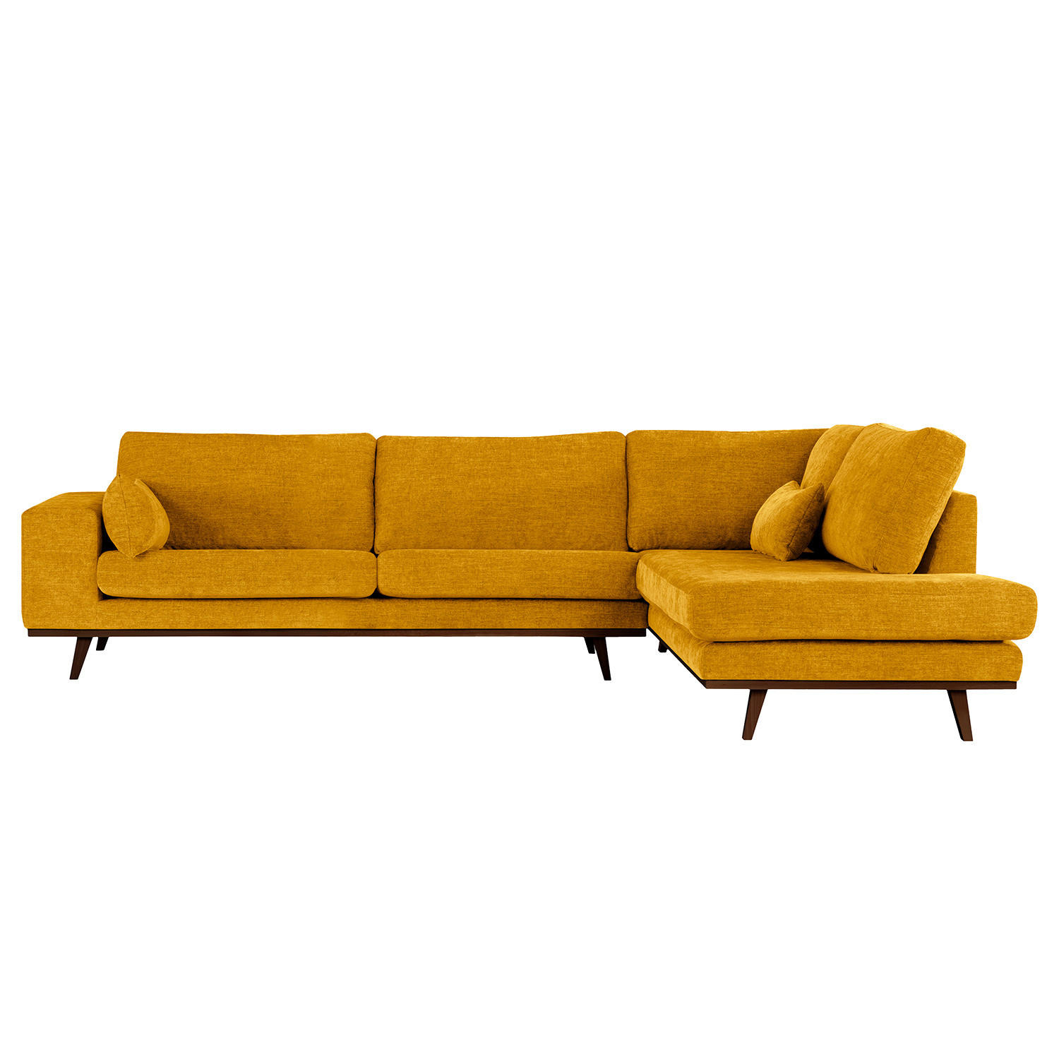 ECKSOFA mit Ottomane - Gelb/Buchefarben, Textil (287/219cm) - home24