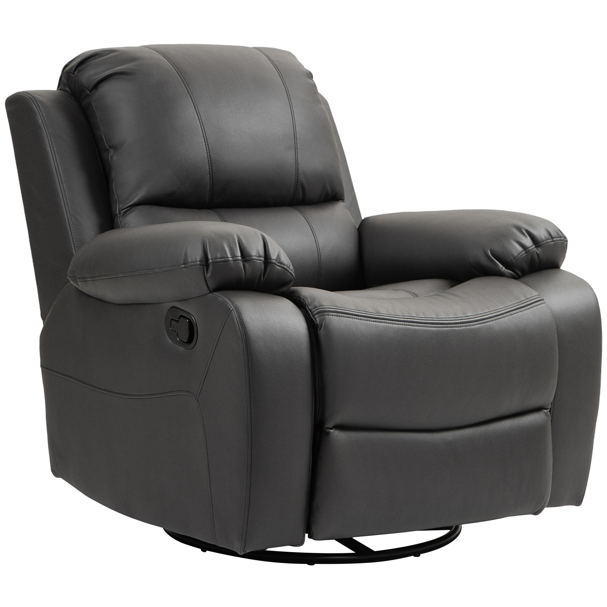 RELAXSESSEL Fernsehsessel mit Liegefunktion, Fußstütze für Wohnzimmer Schwarz - Schwarz, Textil/Metall (100/98/93cm) - HOMCOM