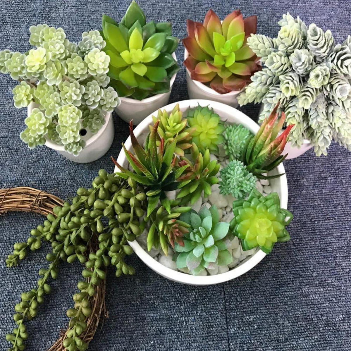 KÜNSTLICHE Sukkulenten 14-teiliges Set - Multicolor, Kunststoff (20cm)