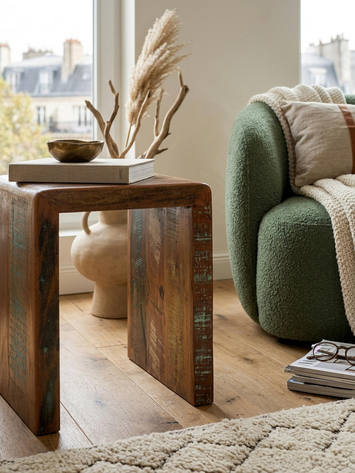 BEISTELLTISCH – Mango Massivholz Shabby Chic 30 kg belastbar - Braun, Holz (40/45/55cm) - KADIMA DESIGN