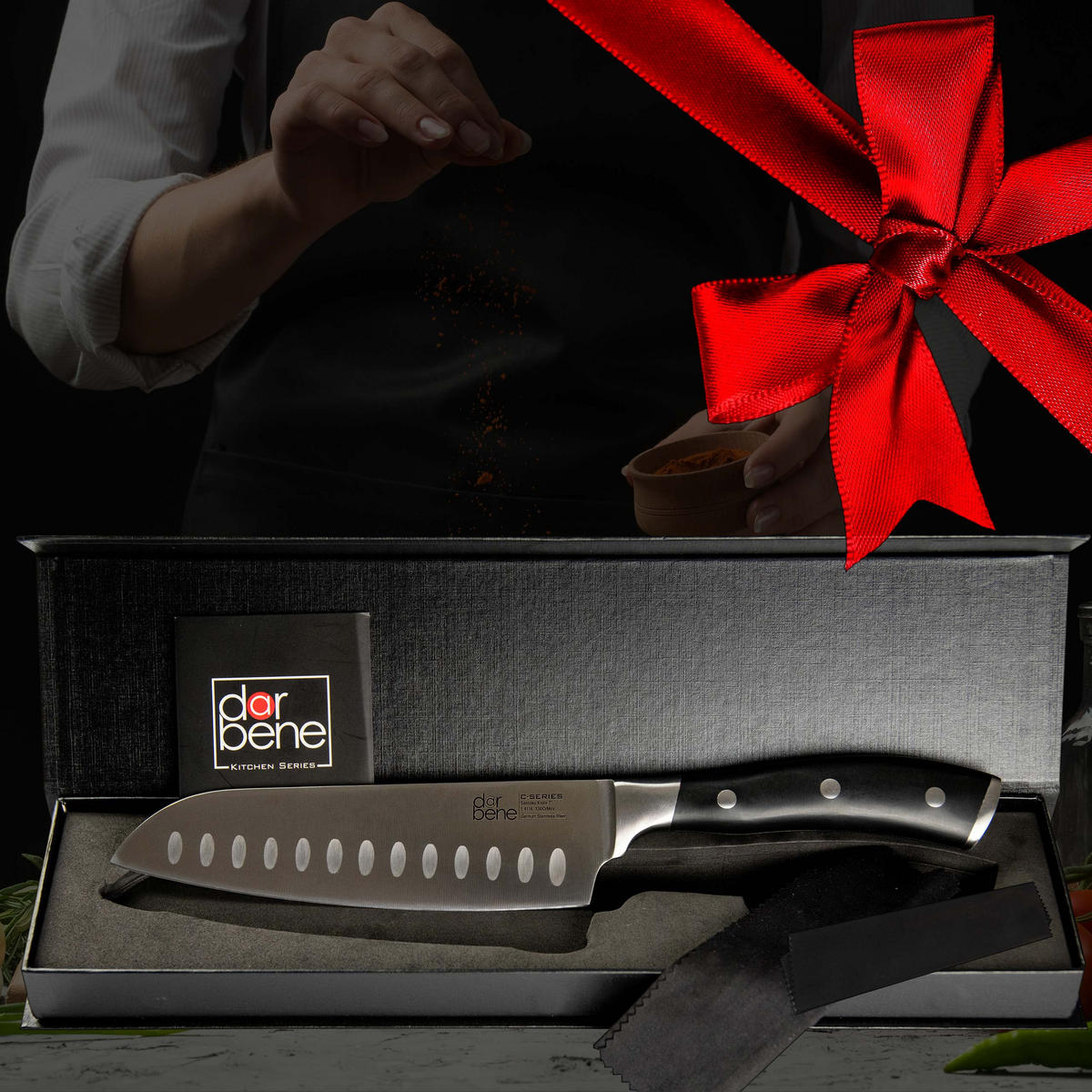 SANTOKUMESSER C-Series ABS Griff 33cm - Alufarben, Metall (33cm) - DarBene