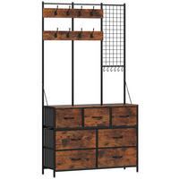 GARDEROBENSTÄNDER Spanplatte, Stahl Rustikal-Braun - Schwarz/Braun, Holzwerkstoff/Textil (30/183/100cm) - HOMCOM