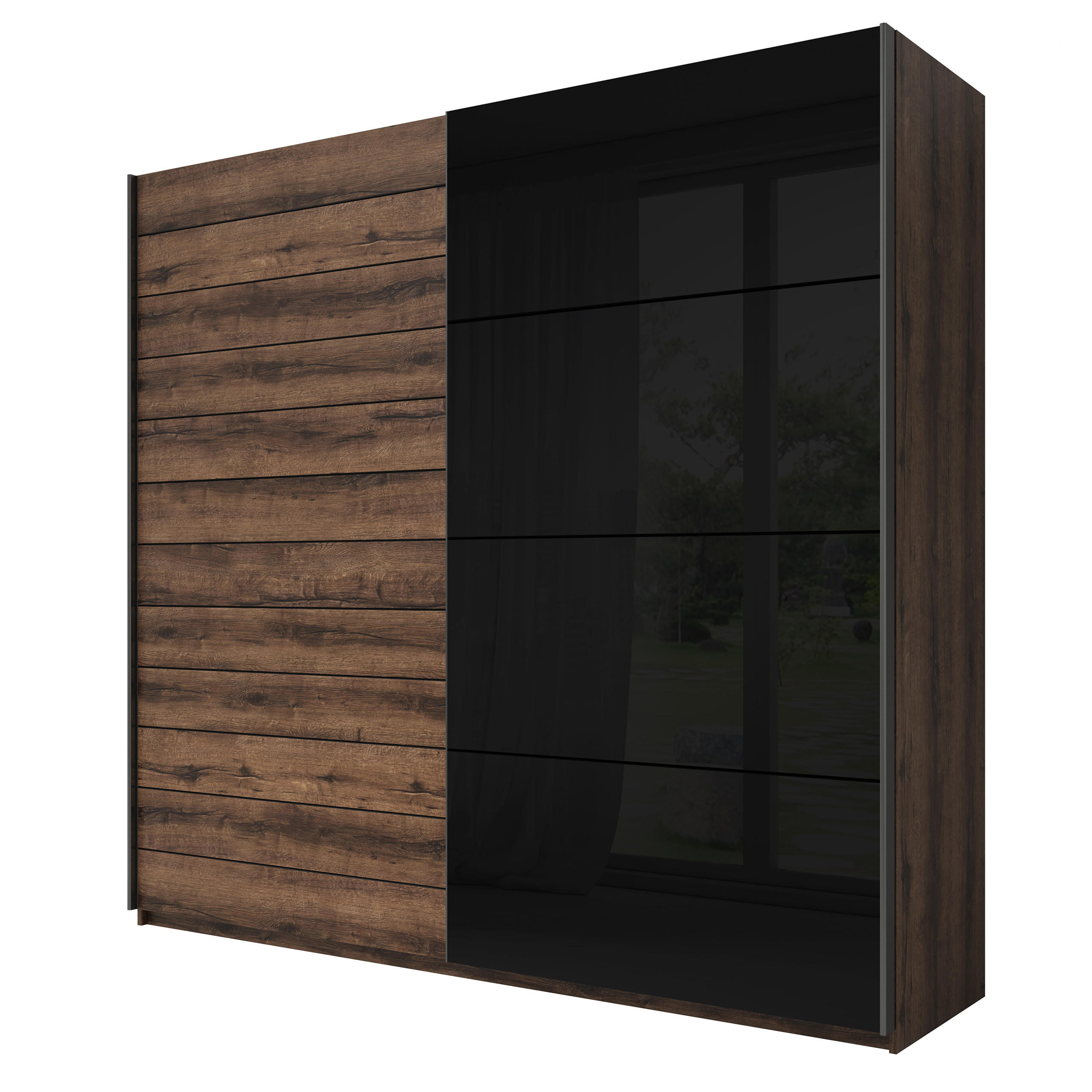 SCHWEBETÜRENSCHRANK COSMICO 200/210/61 cm 2-türig Braun - Braun, Holzwerkstoff (200/210/61cm) - MASSENO