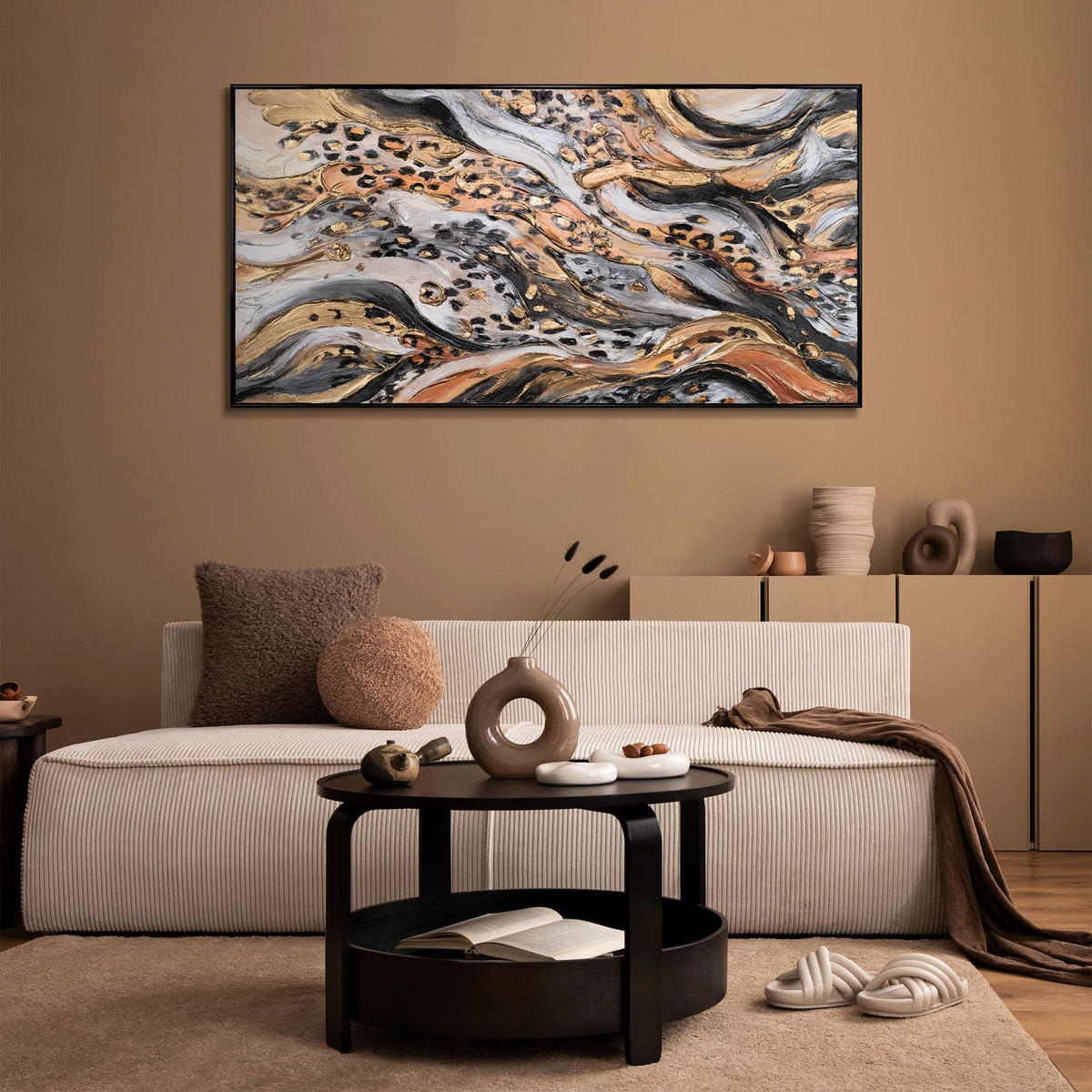 GEMÄLDE Wilde Energie Schattenfugenrahmen Schwarz 160x80 cm - Schwarz, Holz (160/80cm) - YS-art gallery