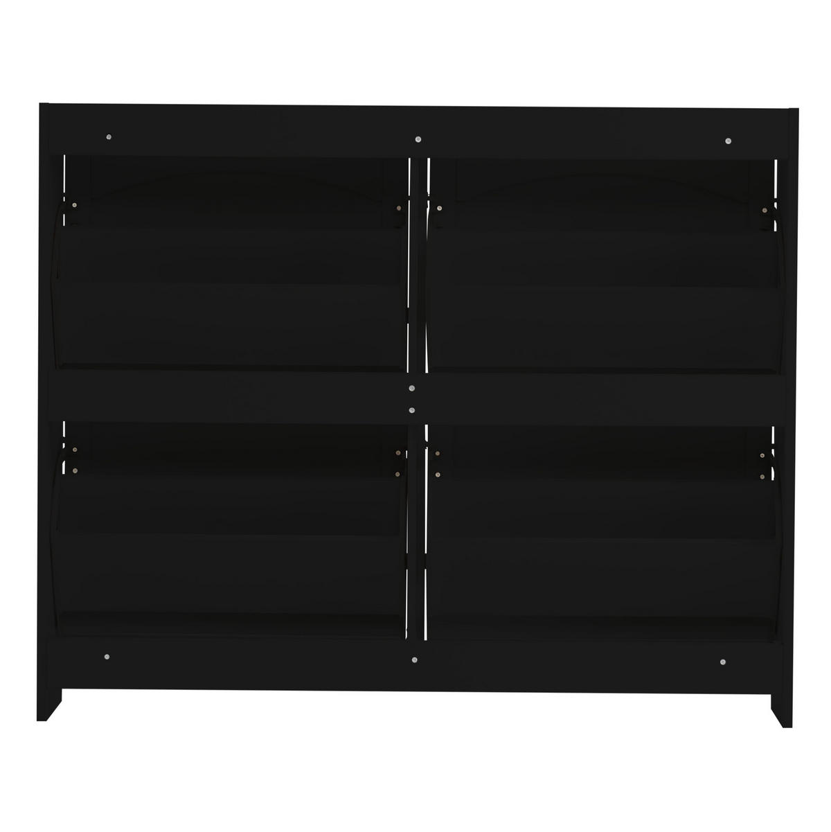 SCHUHSCHRANK 110/24/90 cm in Schwarz mit 4 Klappenfächern und offenen Ablagen - Schwarz, Holzwerkstoff (110/90/24cm) - Flora Grace