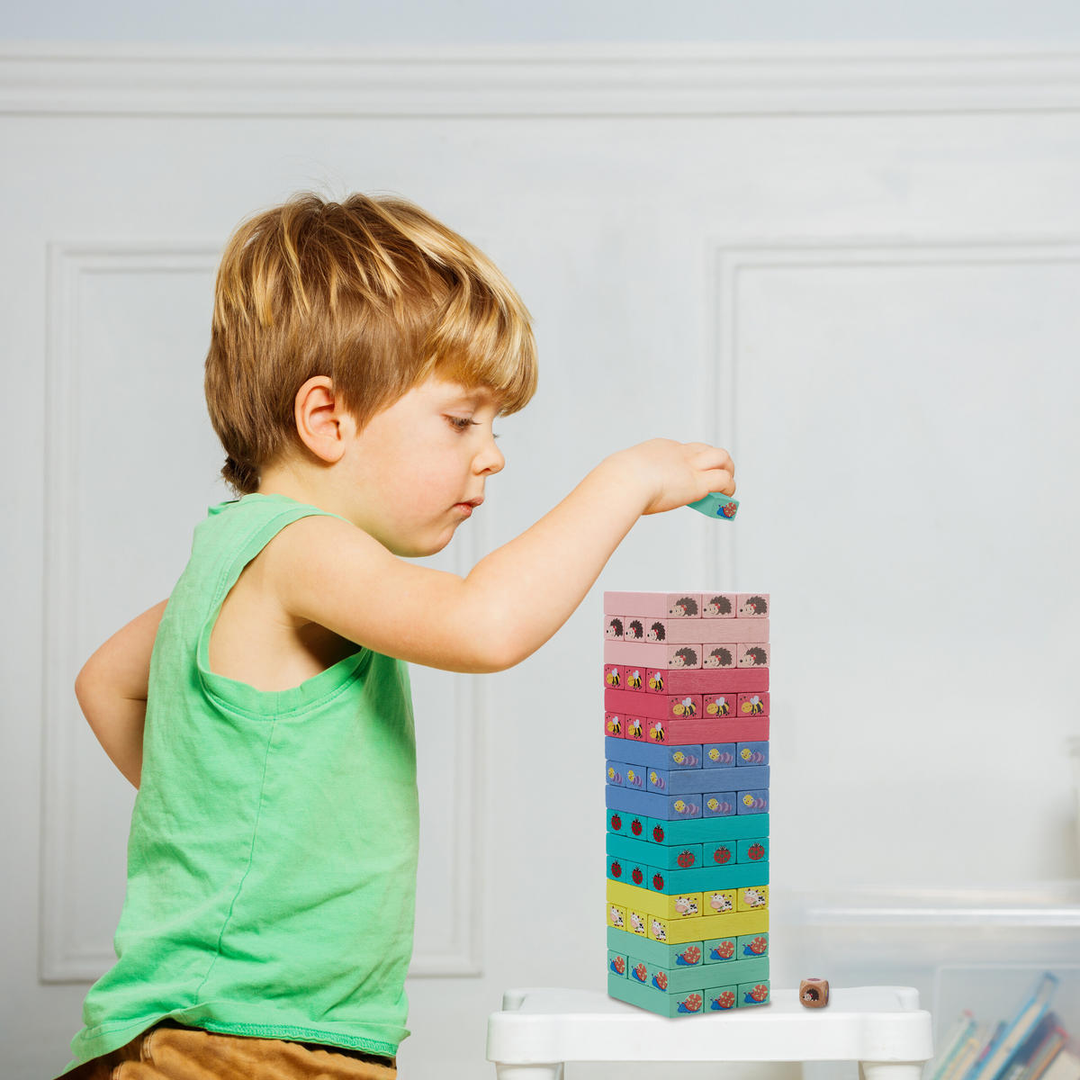 WACKELTURM - Multicolor, Holz (7.5/7.5cm) - Relaxdays