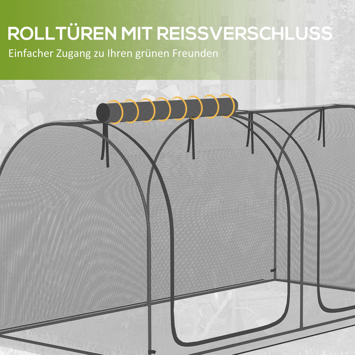 PFLANZENSCHUTZNETZ Stahlramen - Schwarz, Metall (120/120/249cm) - Outsunny