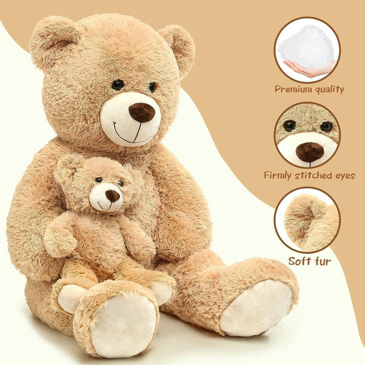 PLÜSCHTIER 2-teiliges Set 100 cm Hellbraun - Braun, Textil (45/100cm)