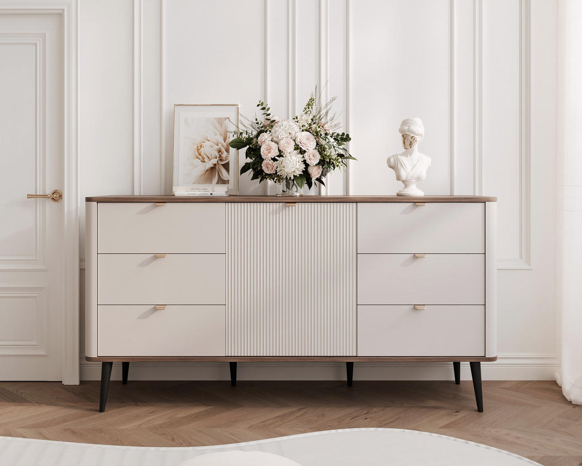 KOMMODE mit Schubladen NAVANI 160 cm Kaschmir Nuss - Kaschmir/Nussbaumfarben, Holzwerkstoff (160/82/40cm) - Idohome