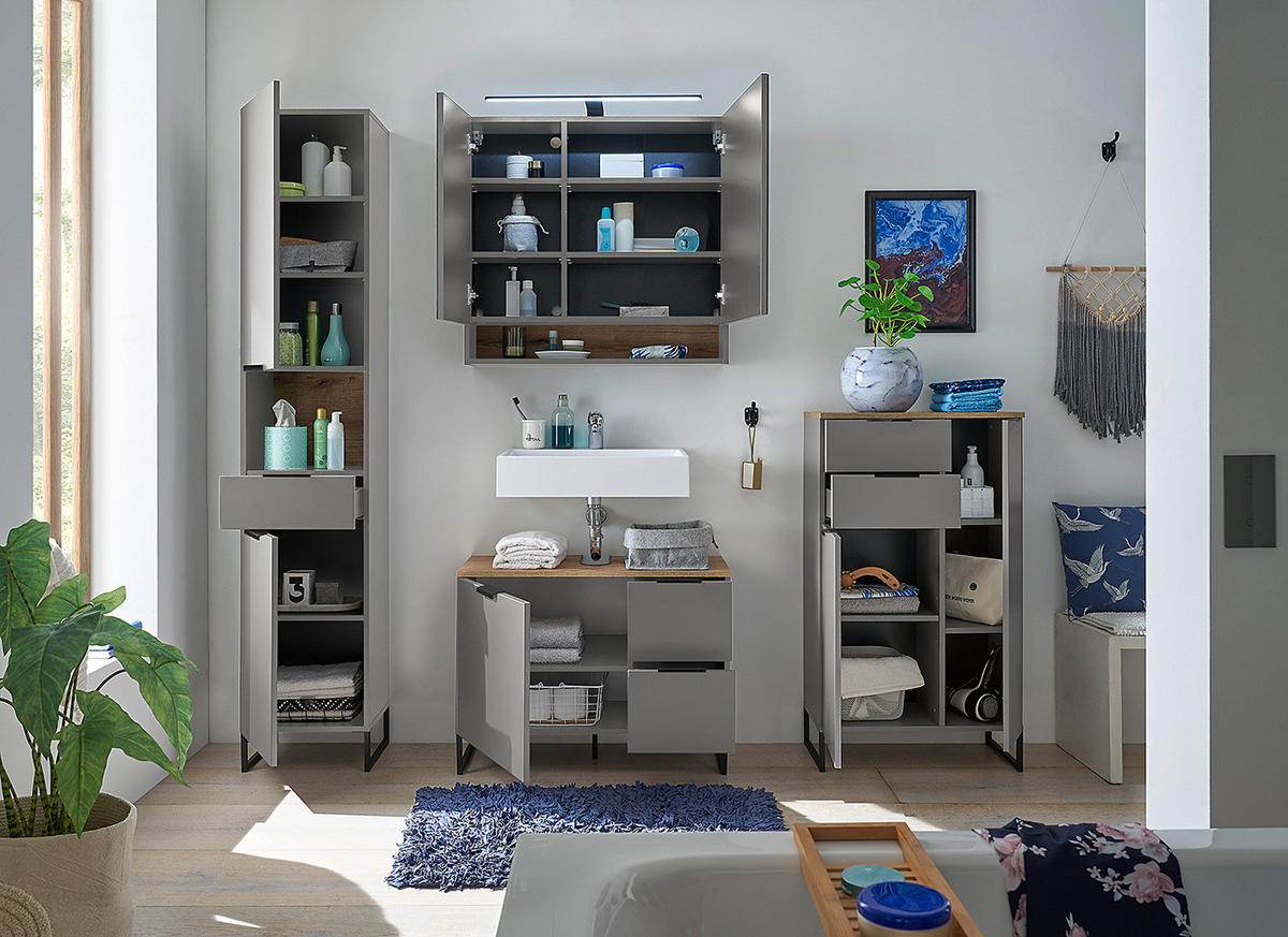 MIDISCHRANK mit 2 Schubladen - Grau, Holzwerkstoff (60/106/32cm) - home24