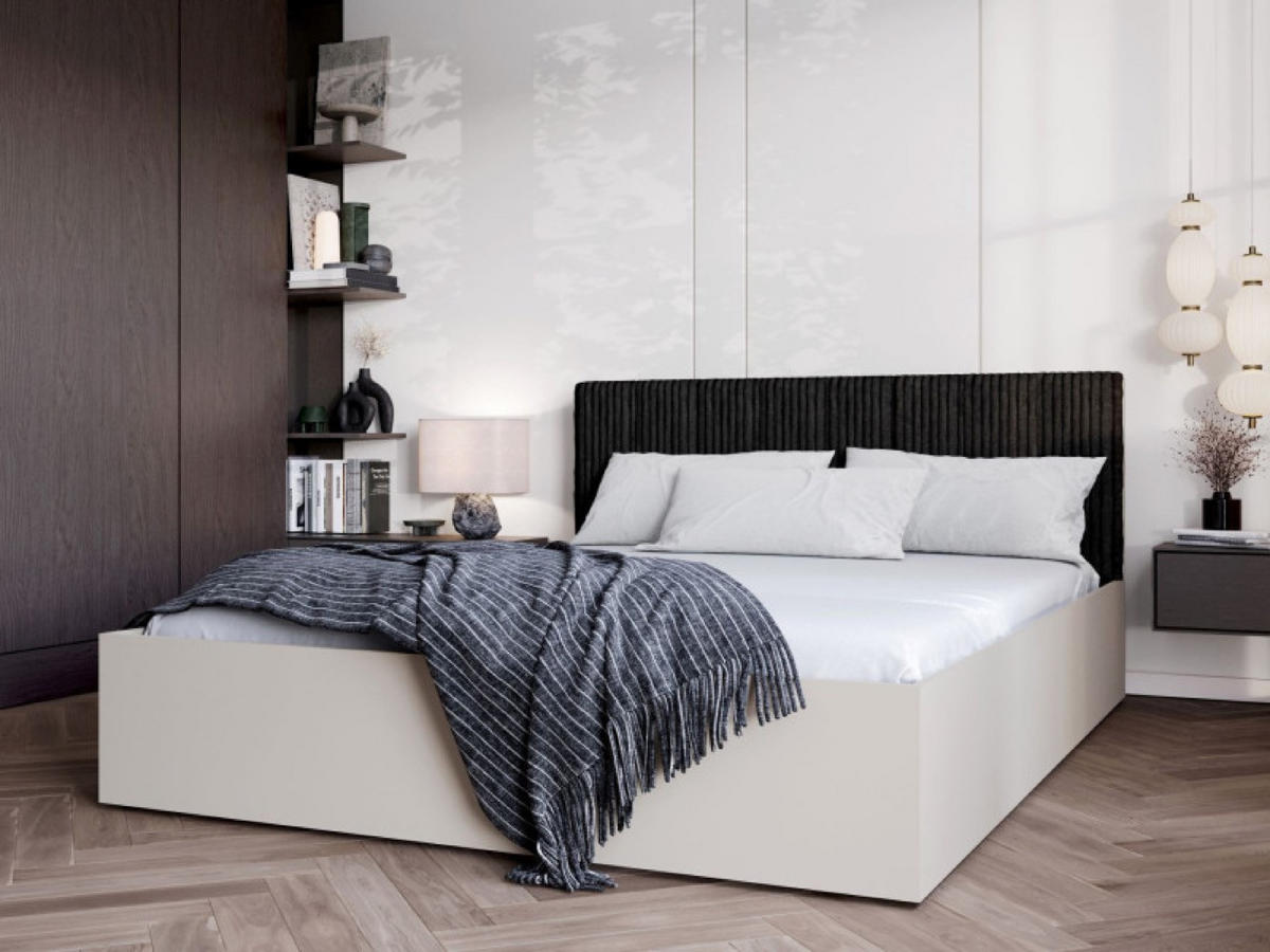 BETT Schwarz STYLE Mit Kaschmirmatratze Gepolsterter Kopfteil 120x200 cm - Kaschmir/Schwarz, Textil (120/200cm) - Sepro Meble