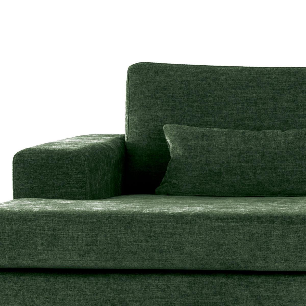 WOHNLANDSCHAFT mit Longchair - Dunkelgrün/Buchefarben, Textil (371/81/219cm) - home24