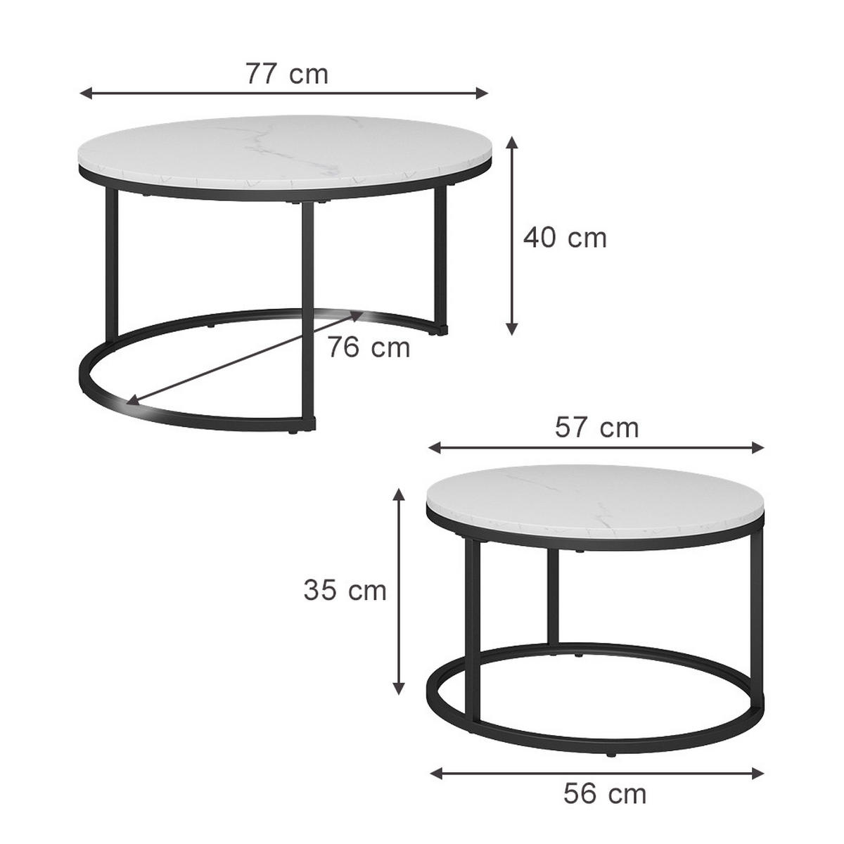COUCHTISCH-SET Montreal Weiß 77 x 40 cm 2 Teile - Weiß, Holzwerkstoff (40/77/40cm) - Vicco