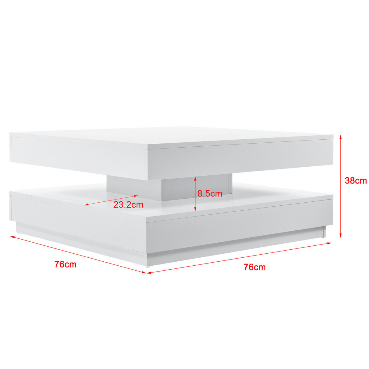 COUCHTISCH Florenz 76/76/38 cm - Weiß, Holzwerkstoff (76/76/38cm) - [en.casa]
