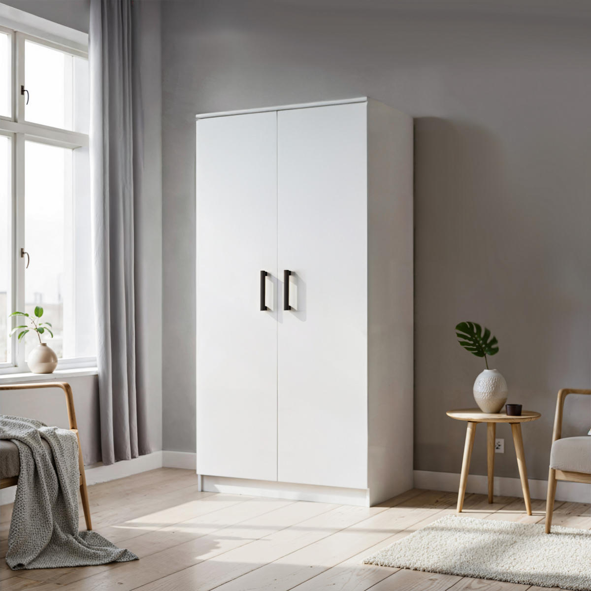 DREHTÜRENSCHRANK SILO 90/180/50 cm 2-türig Weiß - Weiß, Holzwerkstoff (90/180/50cm) - MASSENO