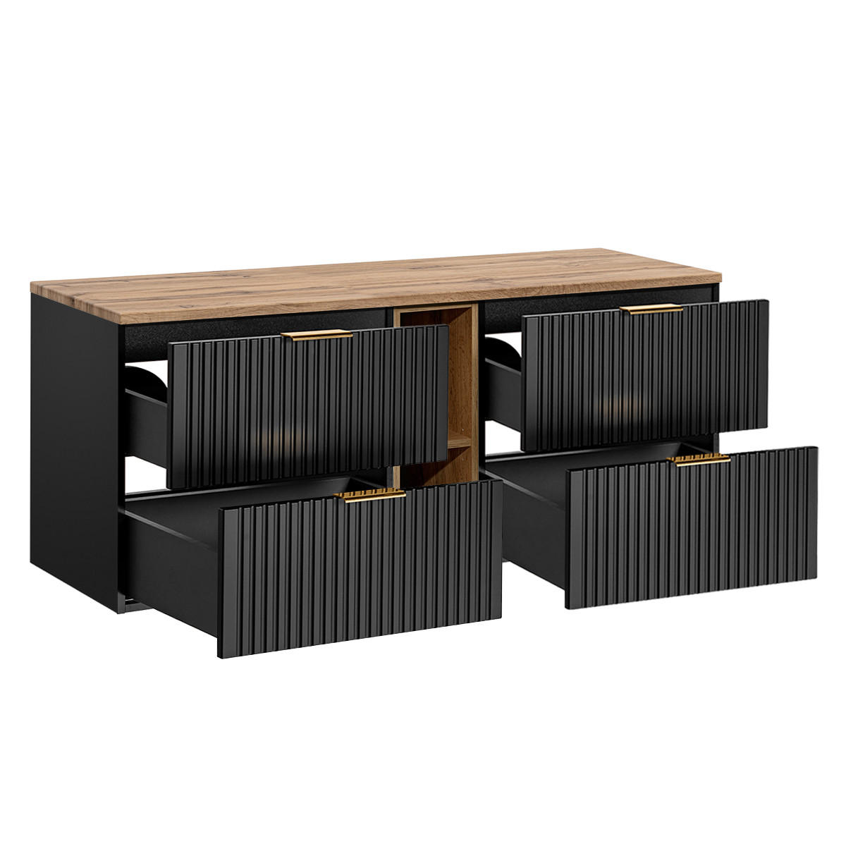 WASCHTISCHUNTERSCHRANK 140.8cm Adriel Schwarz - Schwarz, Holzwerkstoff (140.8/59/46cm) - Petits-meubles